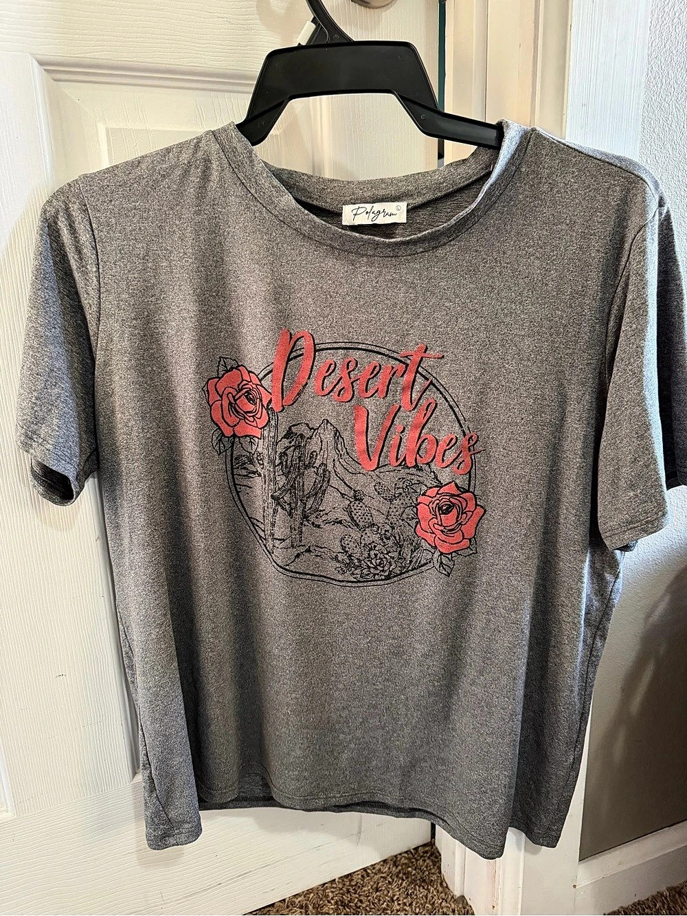 Palgrau Graphic Tee in Gray & Red Like New